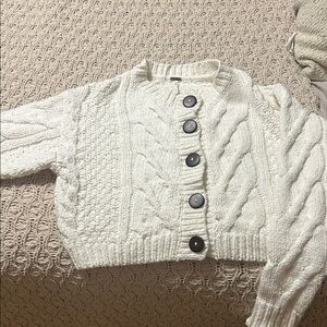 Free People Cream Cable Knit Cardigan